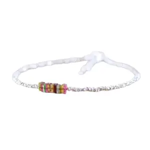 LKBEADS Silver Plated Bracelet with Multicolor Smooth Multi Tourmaline Beads – Heishi Square 4mm – 7 inch Adjustable – For Men & Women|LK_STACK_05010