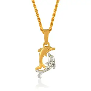 Memoir Brass Gold plated Playing Dolphins Fish fashion pendant for Women Girls (PCJK3000)