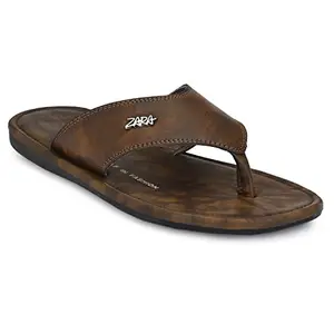 AZZARO BLACK Men's Synthetic Leather Casual Flip Flop 8UK/IND,Brown