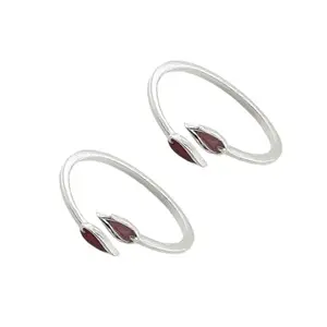 Sahiba Gems Pure Silver Designer Front Open Toe Ring (Chandi Bichhiya) For Women ~ 2 Pieces