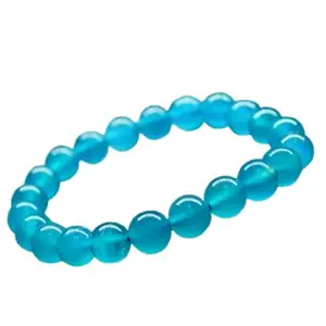 RRJEWELZ Natural Amazonite 8mm Round Shape Smooth Cut Beads 7 Inch Stretchable Bracelet For Men & Women. Unisex Bracelet For Healing, Meditation, Prosperity, Gift & Luck|STBR_RR_09731_7.0