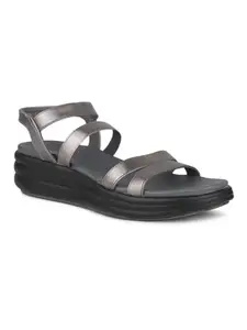 Inc.5 Women Pewter Embellished Strappy Comfort Sandals