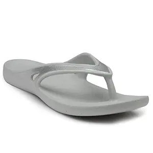 SOLETHREADS Gleam Women Flip Flop | Metallic Strap | Lightweight | Soft Comfortable | Waterproof | Stylish | Thong | Anti Skid | Slippers | Styles | Daily Use | Everyday Slippers|GREY|UK 4