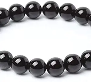 KI Crystal Bracelet Natural Healing Gemstone Beaded Bracelet for Men & Women, Color Black