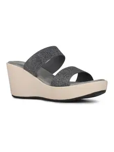 Inc.5 Womens Pewter Solid Round Toe Wedge Heel Sandals