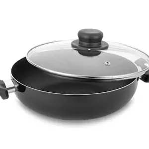 CLASSIC ESSENTIALS Non-Stick Cookware Deep Kadhai with Glass Lid 2.3 LTR 22cm(Induction Friendly) Black price in India.