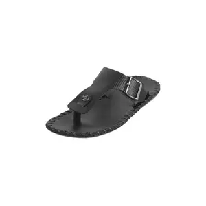 Metro Men's BLACK Leather Slipper With Adjustable Strap UK/9 EU/43 (16-858)