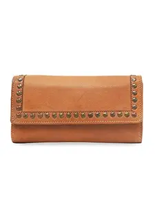 KOMPANERO Genuine Leather Brown Womens Wallet(C-11990-TOBACCO)