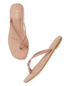Kiana House OF Fashion Kiana Slip On Ethnic Flats - Women's Square Toe Pink Flats with TPR Sole - Solid and Stylish