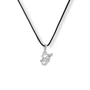 A AKSHAT SAPPHIRE Sterling Silver (92.5% purity) Spiritual OM Pendant (Big Size) for Men & Women Pure Silver Religious OM Locket with Black Thread (Big Size) | Rakhi Gift for Sister or Brother