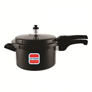 UCOOK Pentola DLX Black Plus Hard Anodised Outer Lid Induction Pressure Cooker, 5 Litre, Black price in India.