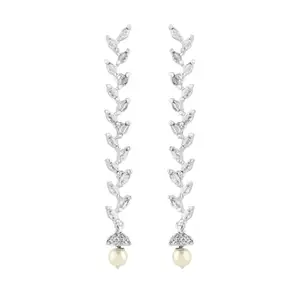Teejh Shimmera Silver and White Earrings