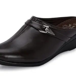 Karaddi Women's Formal Shoes | Back Open Comfortable Stylish Wedge Heel Bellies & Ballerina for Womens | Mule Shoes Women Color Brown 5 UK/ind