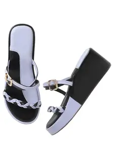 SELFIEE Trendy Comfort Colorblock Every Occasion Bride Style Strap Wedges Sandals For Women And Girls