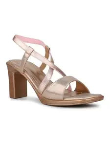 Inc.5 Womens Rose Gold Party Wear Open toe Block Heel Sandals