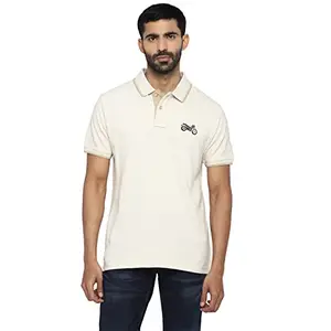 Royal Enfield Cotton Regular Fit Mens T-Shirt (Beige, Small)