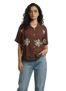J TURRITOPSIS Women's Embroidered Half Sleeves Stylish Shirt || Shirt Top for Women