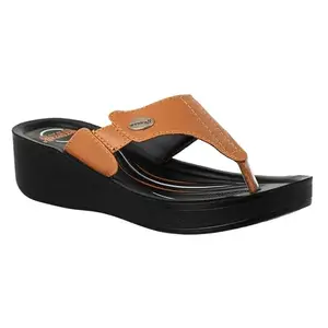 AEROWALK Stylish Fashion Slipper for Women | Comfortable| Lightweight | Anti Skid | Casual Office Footwear (AT64_CAMEL_37)