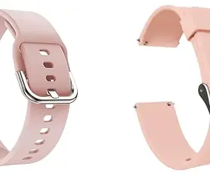 ACM Pack of 2 Watch Strap Silicone Belt 22mm compatible with Maxima Max Pro Coral Lite Smartwatch Sports Hook with Casual Classic Band (Creame Pink)