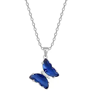 GIVA 925 Silver Midnight Blue Butterfly Pendant With Link Chain| Gifts for Girlfriend, Gifts for Women and Girls |With Certificate of Authenticity and 925 Stamp | 6 Month Warranty*