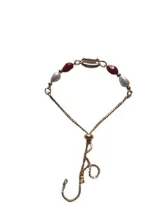 BARBUDDY Rose Gold Shell Bracelet With Ruby Pearl Bracelet For Girls And Womens.