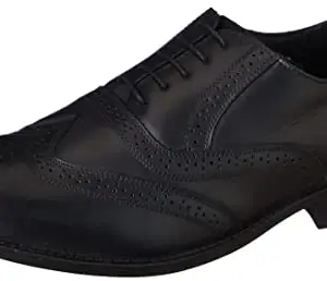 Mochi Men Black Leather Brogue (19-5487-11-43) Size (9 UK/India (43EU)