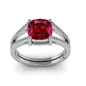 LMDLACHAMA 12.25 Ratti 11.50 Carat Natural Ruby Gemstone 8 mm Silver Adjustable Ring For Girl And Women