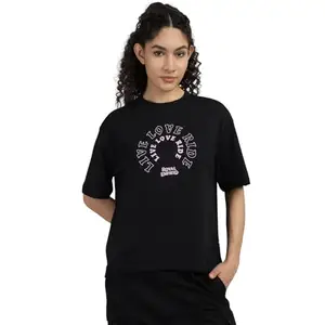 Royal Enfield Liveloverideoversize T Shirt (Size: L)-TSS250045-BLACK