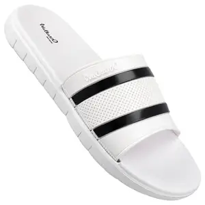 WALKAROO WC4240 Mens Casual Wear and Regular use Flipflops for Indoor and Outdoor - White Black