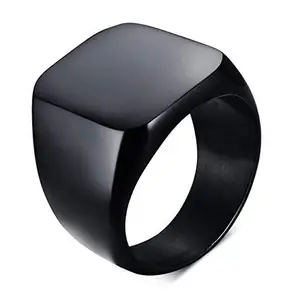 One Point Collections Black Ring Finish Plain Wide for Men and Boys (Size - 19)