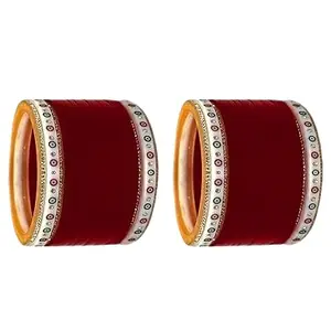 BANGLESKART Bridal Punjabi Chuda Bangle Set Traditional Bangle Set For Women and Girls (Set of 1) Maroon (2.8)