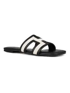 Inc.5 Womens Black Casual Solid Open Toe Flats