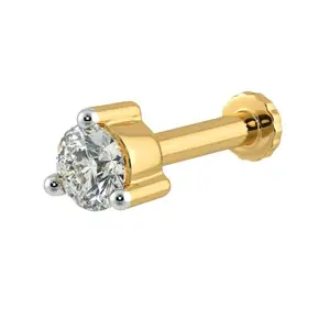DaneGems Nose Screw 22K Gold VVS1 Clarity Round Shape Diamond डायमंड नोज पिन Elegant Piece Daily Wear Naak Ka Nose Pin|Stud For Women By IGL Certification