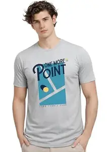 ADRO Tennis Printed T-Shirt for Men | Cotton Lycra | 180 GSM Regular Fit | Sports Casual Tee | Printed Tshirt for Men| Sports Stylish T Shirt