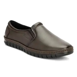 Men's Brown Highly Comfortable Flexible Leather Shoe Stylish Office Wear|Slip-on| Formal Shoes 07 (UK/India)
