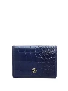 Da Milano Genuine Leather Blue Unisex Card Case with Multicard Slot (0020J)