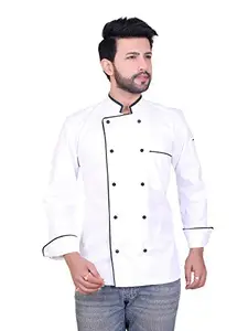 ABC ANY BUDY CLEAN White Chef Coat (L, White Single Piping)