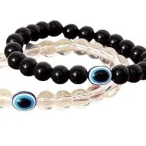 Gempin Stylish Beads Bracelets for Women | Elegant and Trendy Wrist Accessory evileye2 (WOMEN-BRACELET01-black&transparent)
