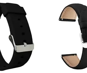 ACM Pack of 2 Watch Strap Silicone & Leather Belt 22mm compatible with Corseca Stayfit Jive Smartwatch Casual Classic Band (Black)