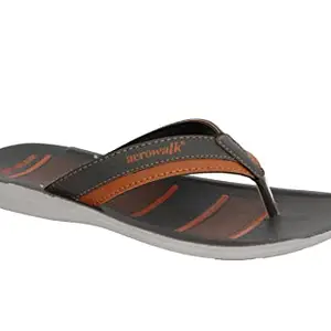 AEROWALK Stylish T-Shape Fashion Sandal/Slipper for Men | Comfortable | Lightweight | Anti Skid | Casual Office Footwear (HR29_BLK+TAN_41)