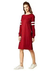 The Bebo Casual Wear Cotton Blend Long Dress for Women, Maroon(GIRLSDRESS-39)
