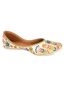 DESI COLOUR Authentic Womens Mojri,Punjabi Jutti-Embroidered & Handcrafted,Blue,DC4256 Ballet Flat