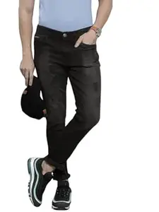 The Indian Garage Co Men Slim Fit Solid Mid-Rise Stretchable Jeans Black