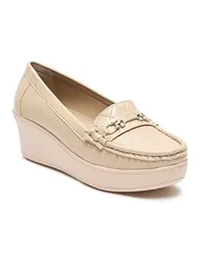 Flat n Heels Womens Beige Loafer FnH GS-151-BG