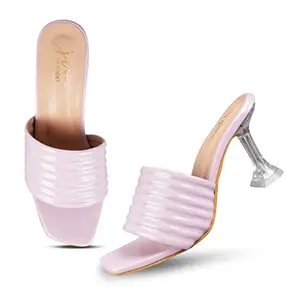 JM LOOKS Heeled Stylish Fashionable open Toe Comfertable Sandal, Color-Levender I UK SIZE-8