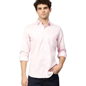 AM SWAN Men's Pink Athleisure Shirts with Premium Cotton Lycra Blend (S)