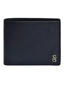 Second SKIN Men's Solid Two Fold Genuine Leather Wallet (SSMW-1106Black)
