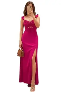IUGA Women’s Ruched Maxi Dress with Side Slit | Stylish Bodycon Dress