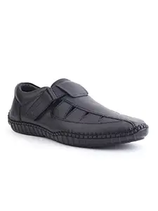 MONDAIN MONDAIN Comfortable Stylish Leather Casual Shoes for Men Casuals for Men {MDRS-001-BLACK-10}