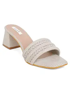 ELLE Women's Grey Block Heel Sandals